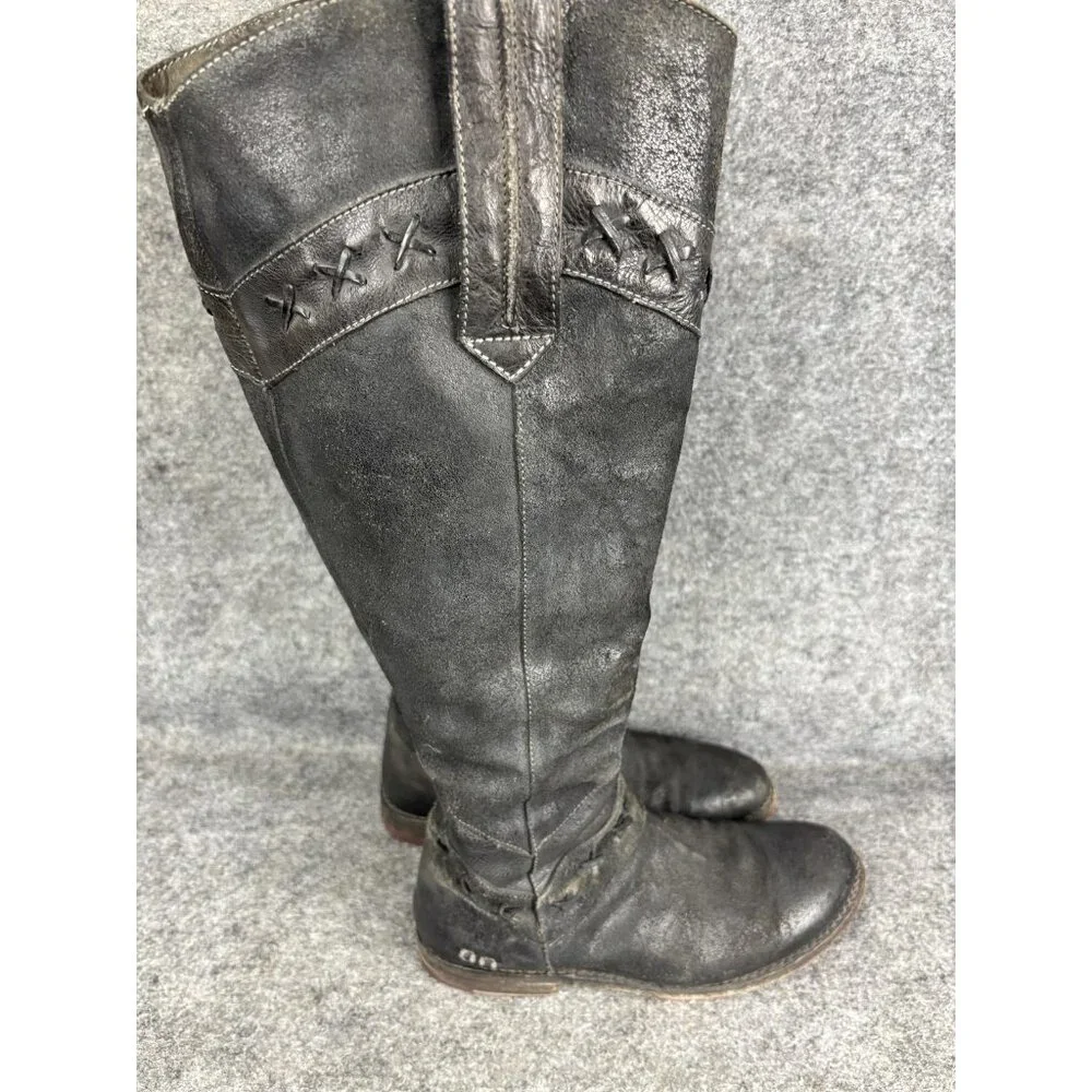 Bed Stu Midge Boots Womens‎ Size 8 Black Tall Leather Riding Knee High Western